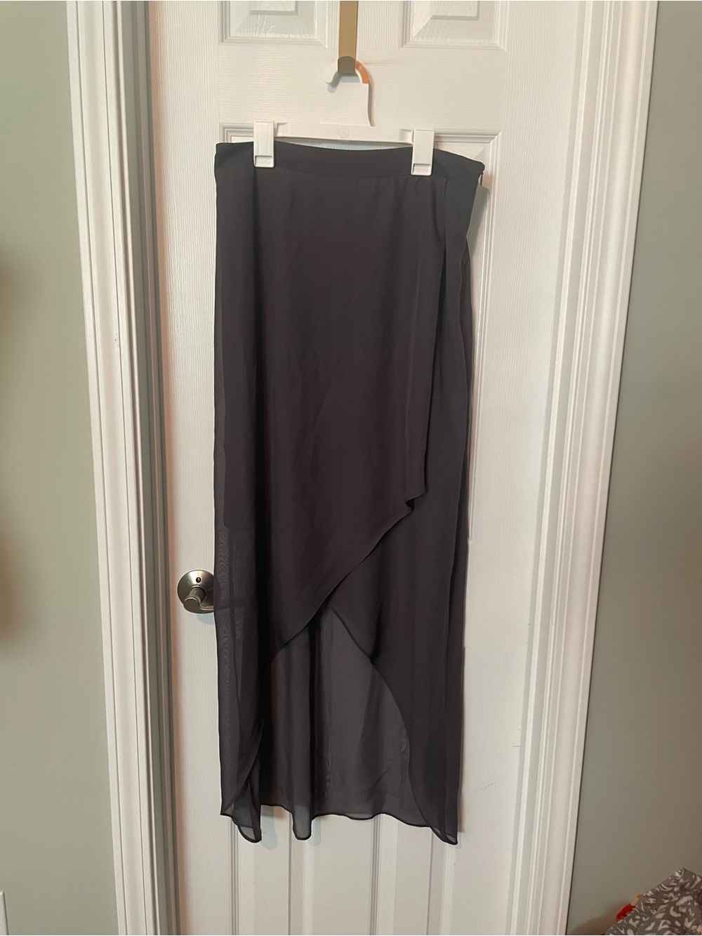 Kenneth Cole Dark Gray Asymmetric Maxi Skirt